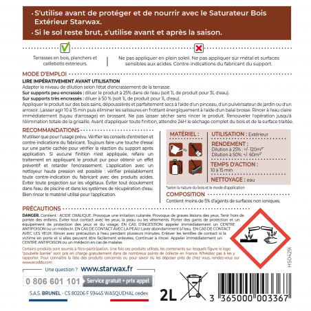 Dégrisant concentré pour terrasse en bois