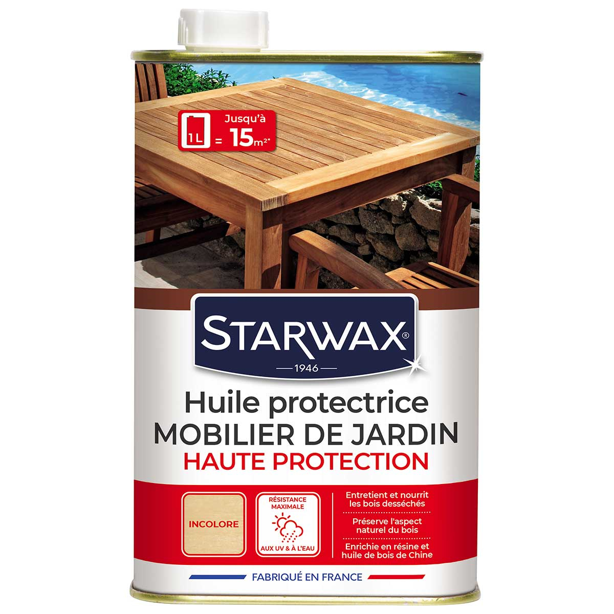 Huile haute protection pour mobilier de jardin en bois