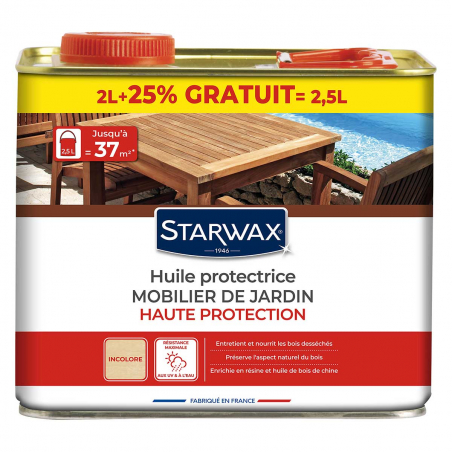 Huile haute protection pour mobilier de jardin en bois