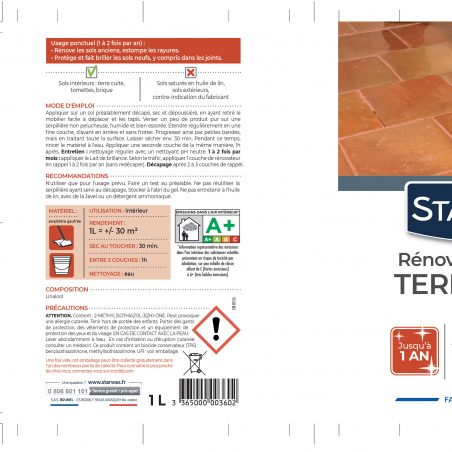 Rénovateur brillant protecteur pour tomettes et terre cuite