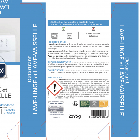 Nettoyant détartrant pour lave linge et lave vaisselle