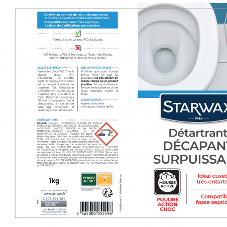 Détartrant poudre WC formule suractive Spado 750g