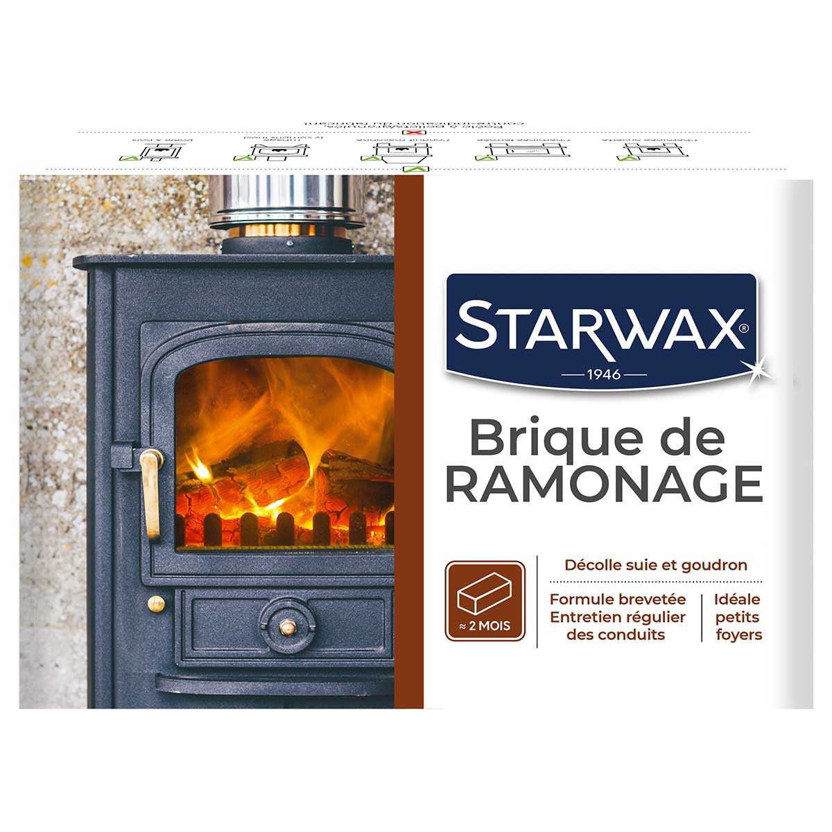 Brique de ramonage pour poêle et cheminée