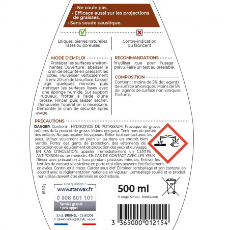 Nettoyant pierres et briques pour cheminée