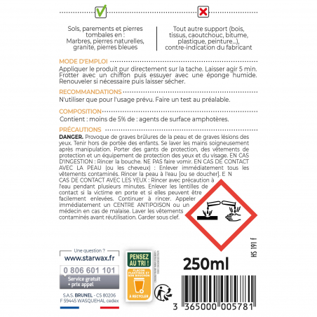 Détachant rouille pour marbre et pierres naturelles