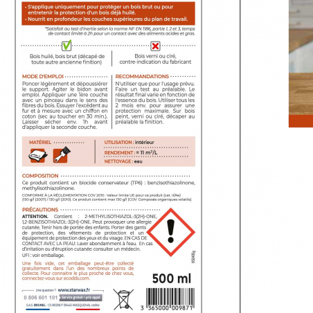 Huile protectrice pour plan de travail en bois huilé