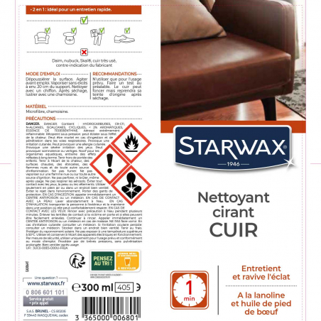 Nettoyant cirant express pour cuir