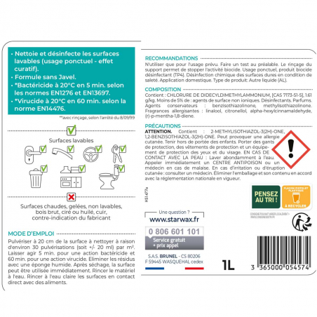 Désinfectant nettoyant multi-surfaces