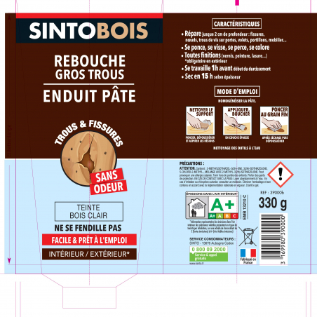Reboucher gros trous et fissures dans le bois clair