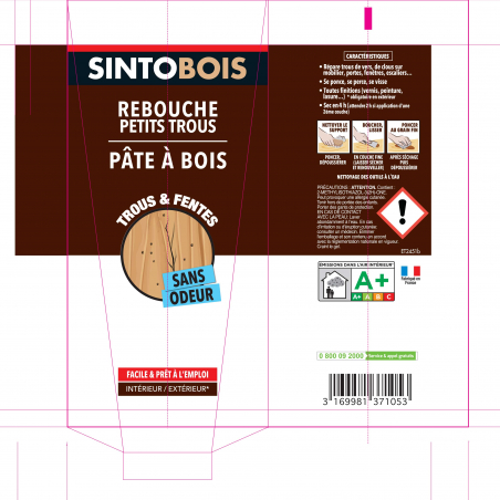 Rebouche imperfections -  Pâte à bois naturel