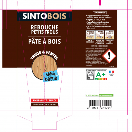 SINTO - Pâte à bois à l'eau Sintobois blanc tube de 250g