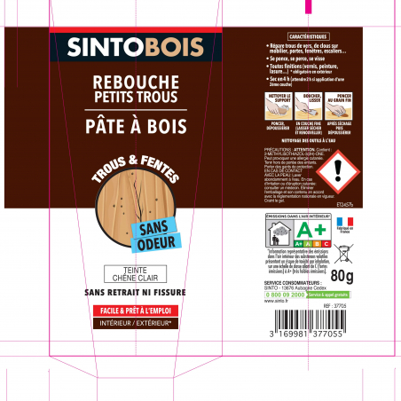 Rebouche imperfections -  Pâte à bois naturel