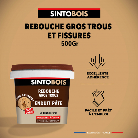 Reboucher gros trous et fissures dans le bois clair