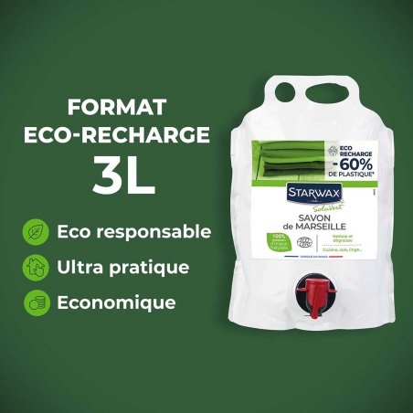 Savon de Marseille liquide Eco-recharge 3L Ecocert