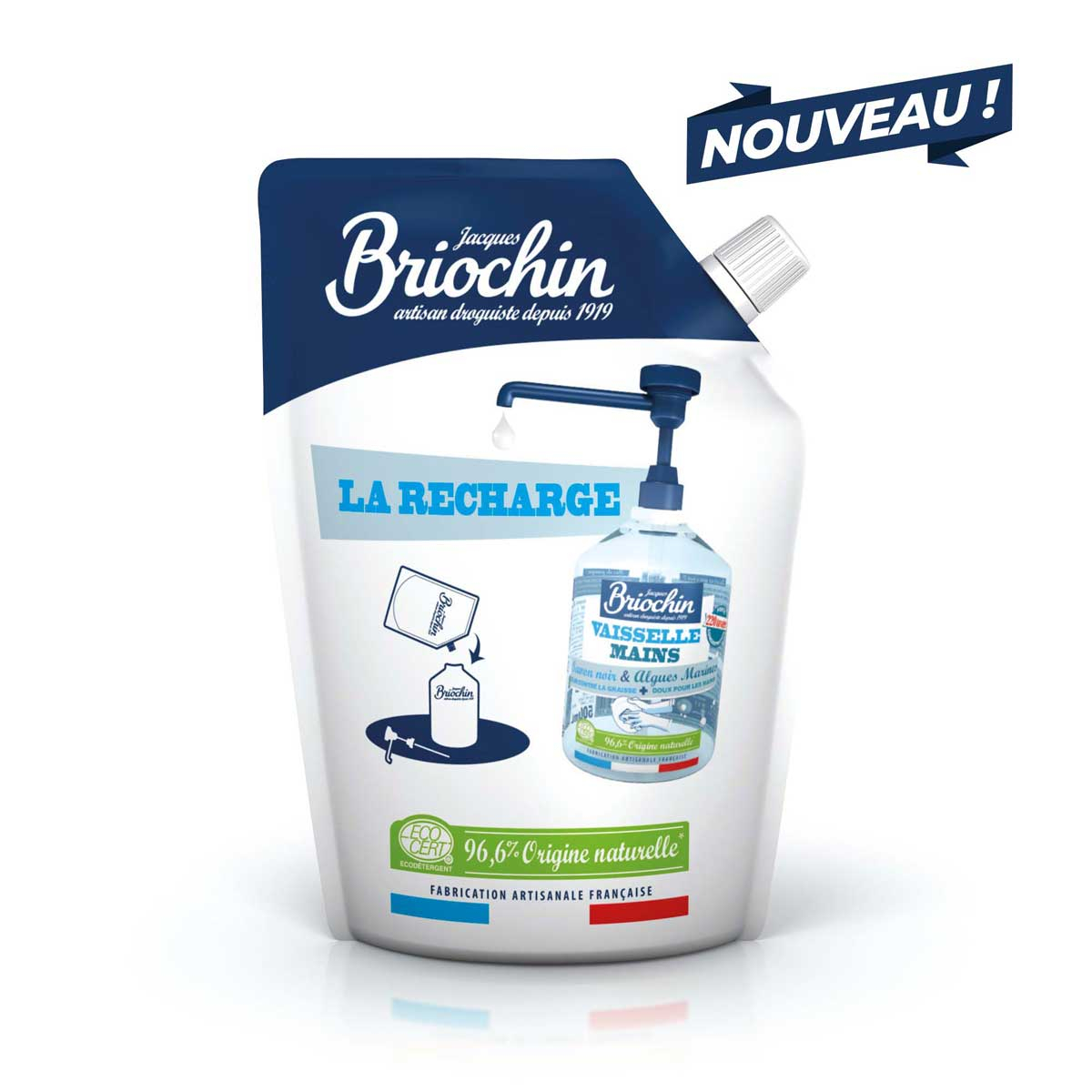 Recharge liquide vaisselle et mains 2 en 1 au savon noir et algues marines