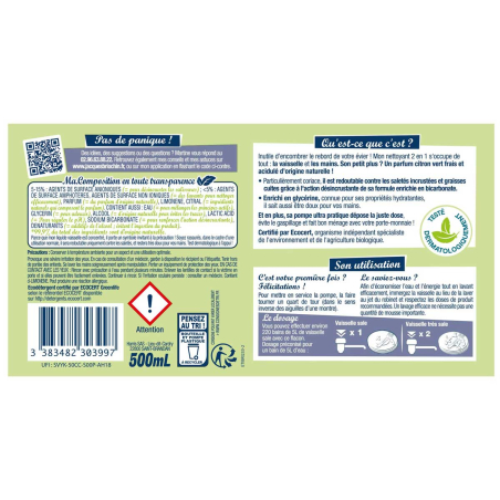 Liquide Vaisselle Mains Bicarbonate de soude & Citron vert