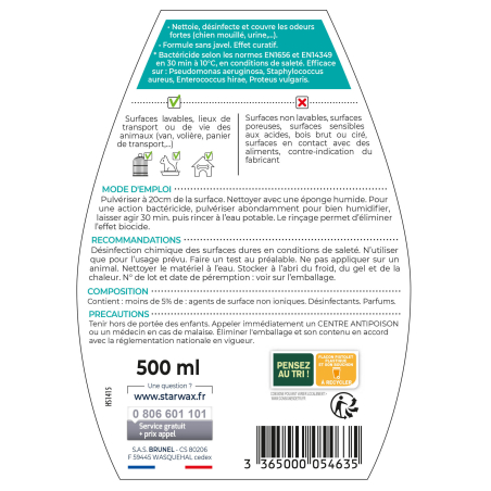 Nettoyant désodorisant surodorant spécial milieu animal