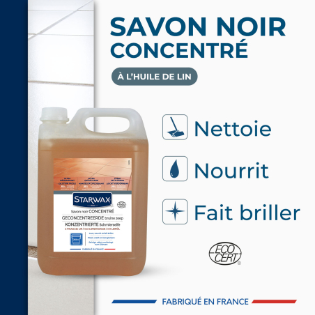 Savon noir à l'huile de lin pour les sols intérieurs