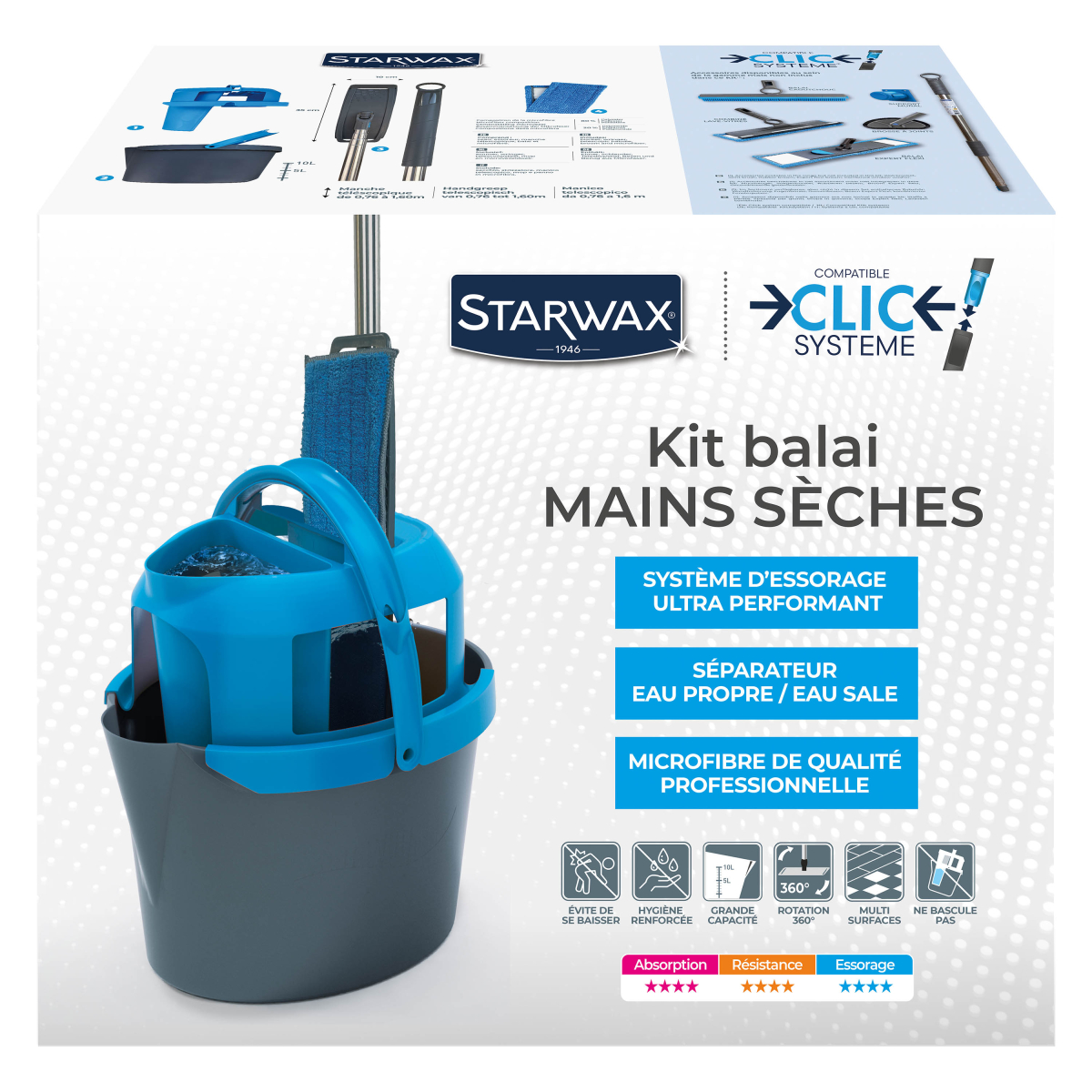 Kit balai mains sèche clic système