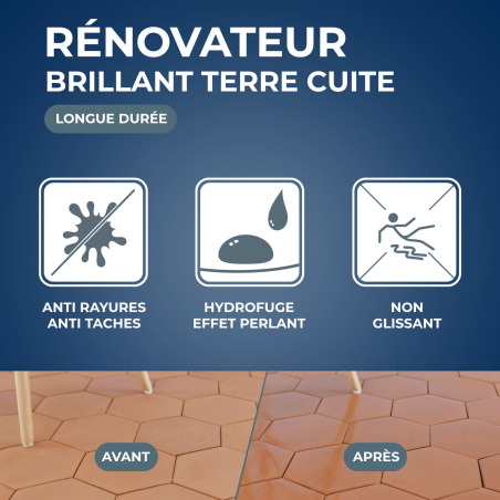 Rénovateur brillant protecteur pour tomettes et terres cuites 1L incolore