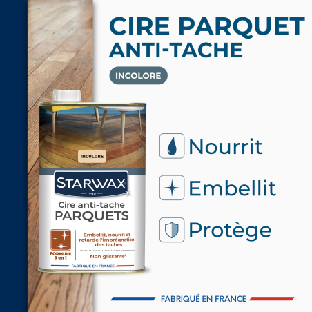Cire Starlon anti-tache pour parquets cirés