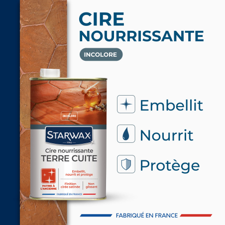 Cire nourrissante (patine à l'ancienne) pour tomettes et terres cuites