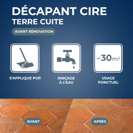 Décapant cire avant rénovation pour tomettes et terres cuites