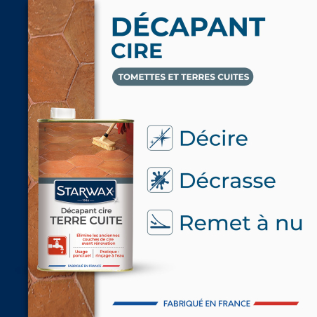 Décapant cire avant rénovation pour tomettes et terres cuites