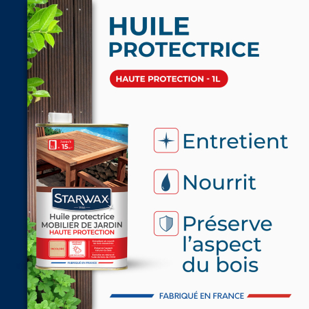 Huile haute protection pour mobilier de jardin en bois