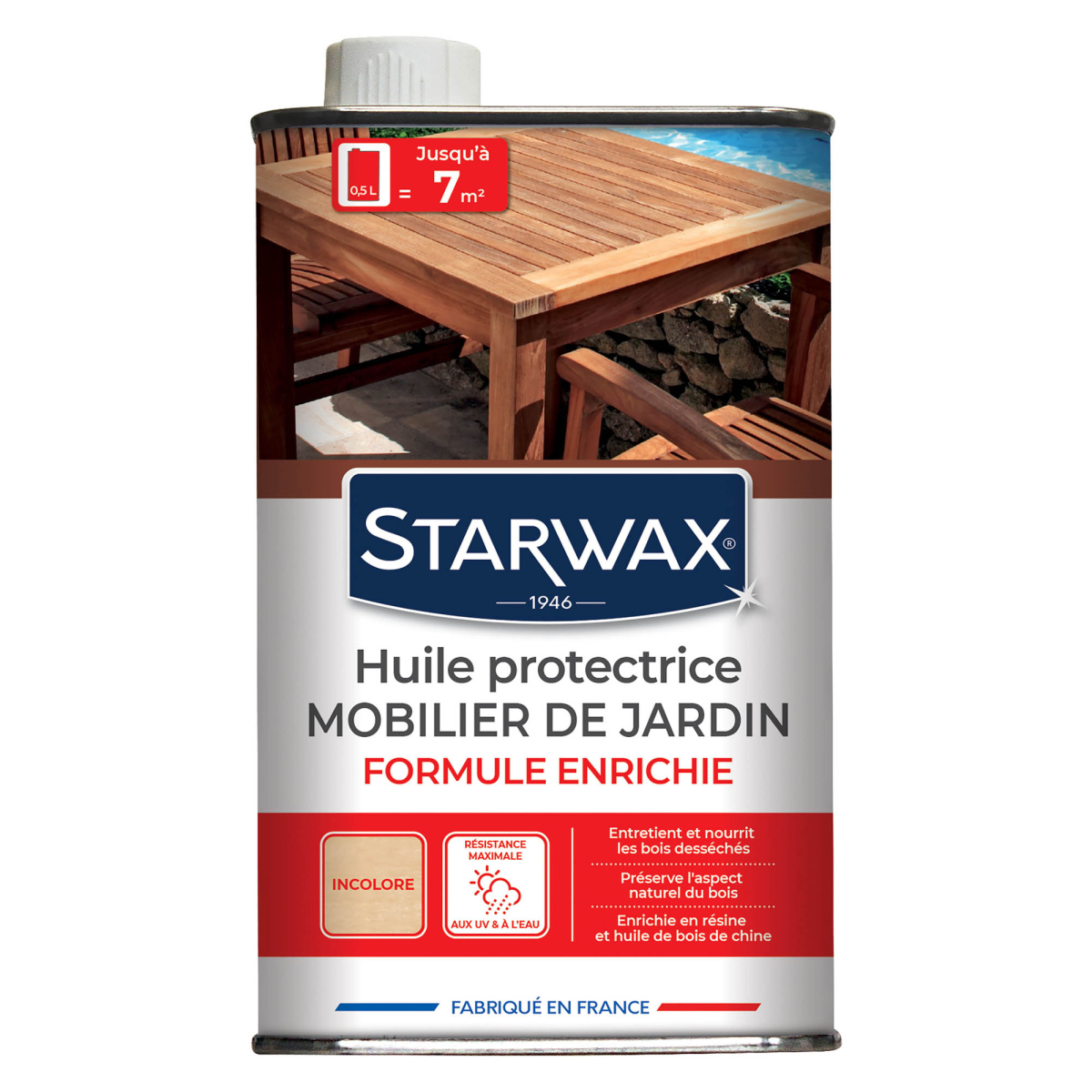 Huile haute protection pour mobilier de jardin en bois