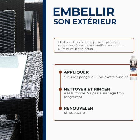 Décrassant multi-supports pour mobilier de jardin