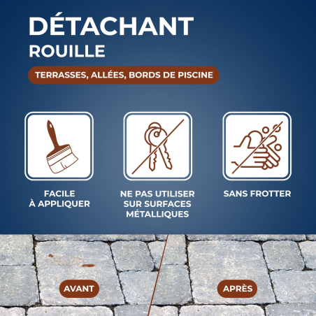 Détachant rouille pour sols extérieurs