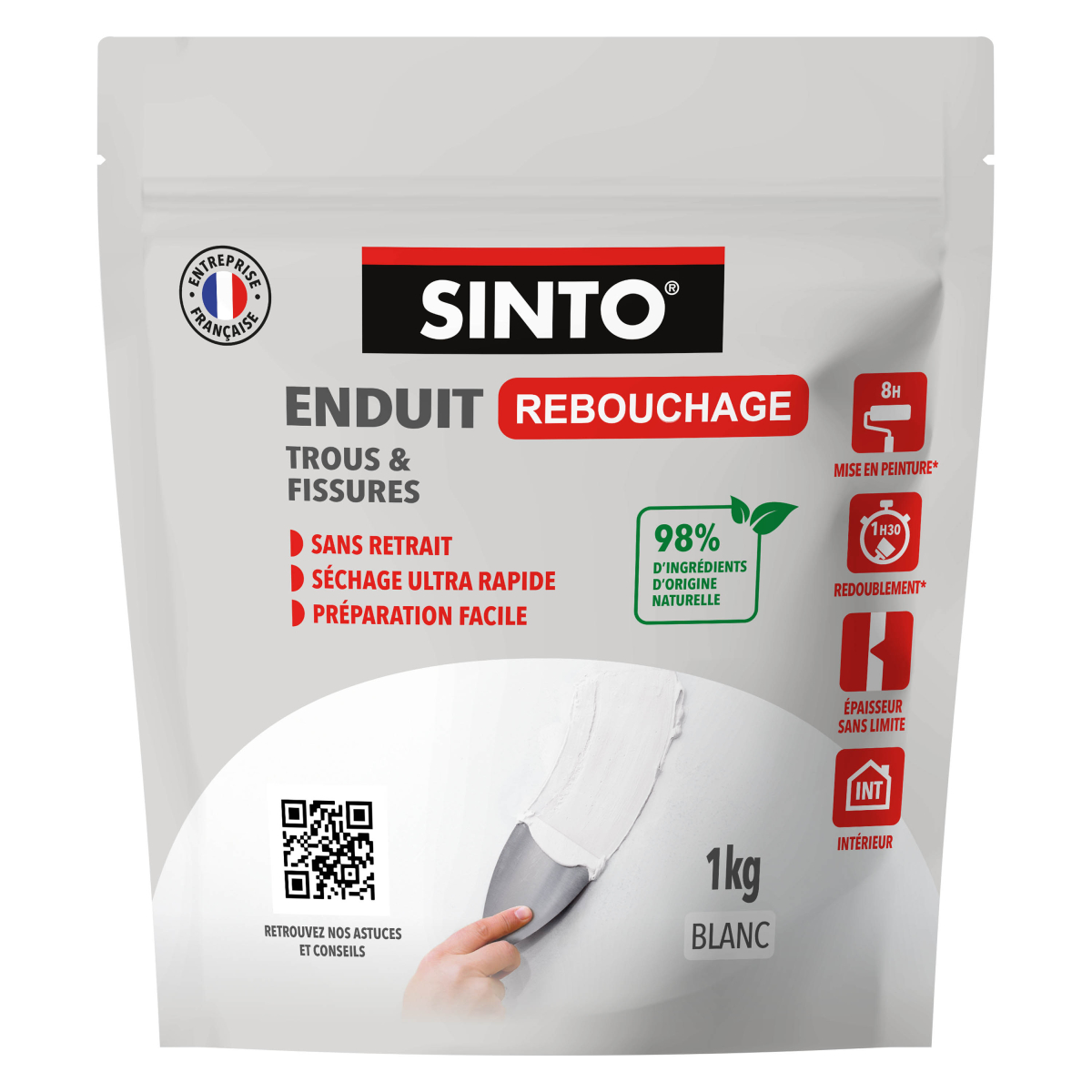 Enduit rebouchage poudre 1kg Blanc