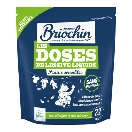 22 Doses de Lessive liquide peaux sensibles sans parfum