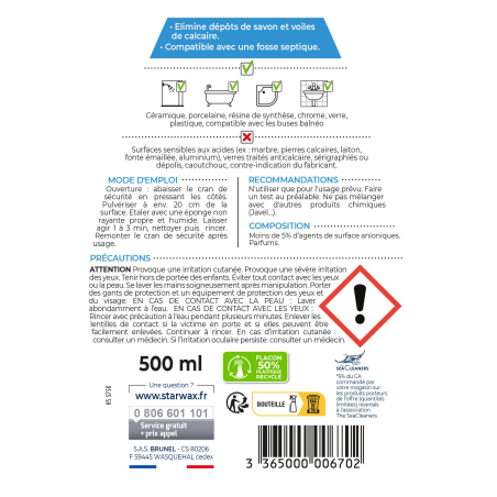 Lot de 3 Nettoyant anti-calcaire pour cabine de douche