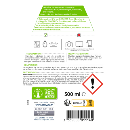 Nettoyant spécial vitres et miroirs