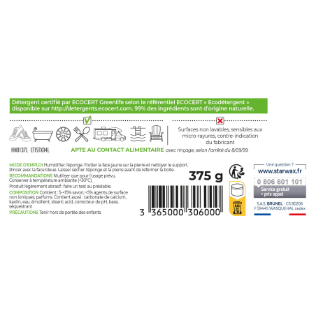Pierre blanche de nettoyage multi-surfaces