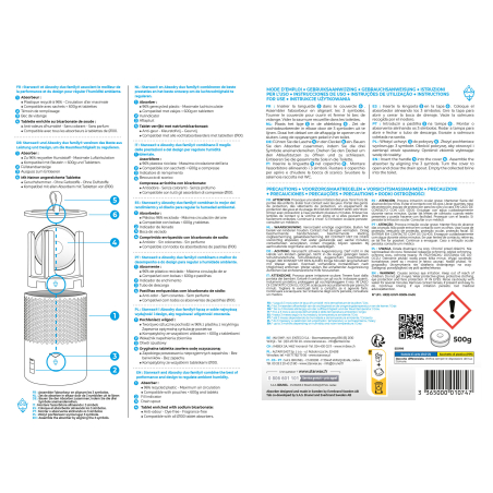 Absorbeur d'humidité + 1 tablette : Couleur - Gris