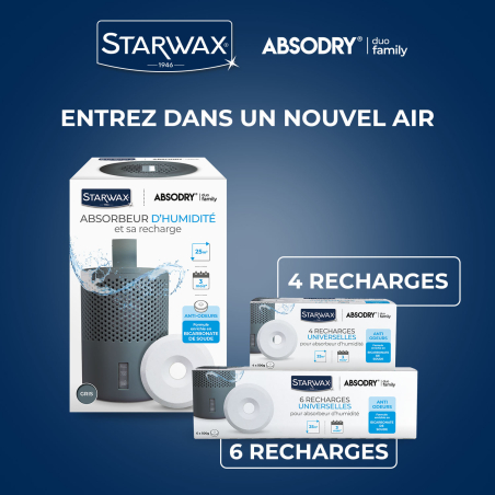 Absorbeur d'humidité + 1 tablette : Couleur - Gris