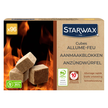 Cubes allume feu PEFC pour barbecue, poêle et cheminée