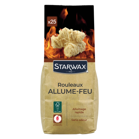 Rouleaux allume feu FSC® pour poêle, cheminée et barbecue