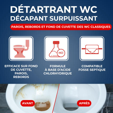 Lot de 3 Détartrant surpuissant gel pour WC