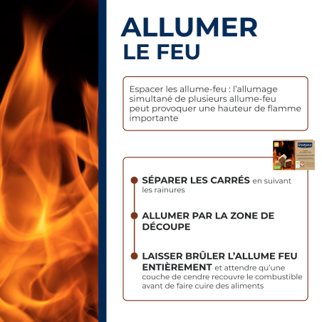 Lot de 3 Cubes allume feu PEFC pour barbecue, poêle et cheminée x96