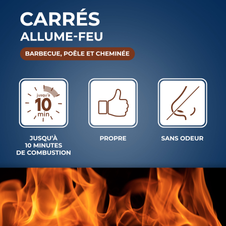 Lot de 3 Cubes allume feu PEFC pour barbecue, poêle et cheminée x96