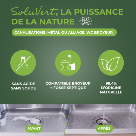 Déboucheur 3 en 1 aux enzymes pour canalisations Ecocert