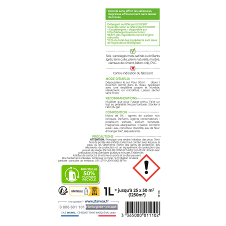 Nettoyant concentré pour carrelages et sols plastiques Ecocert