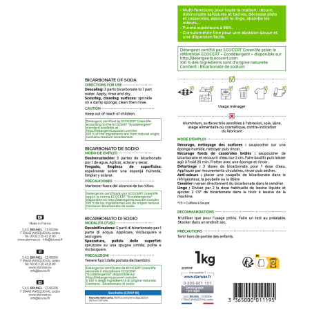 Bicarbonate de soude ménager Ecocert