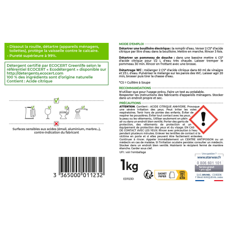 Acide citrique Ecocert