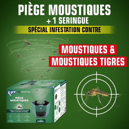 Piège électrique à moustiques et moustiques tigres  + 1 seringue attractif